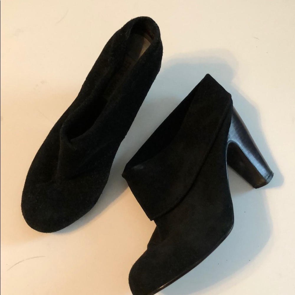 Black suede fold over booties